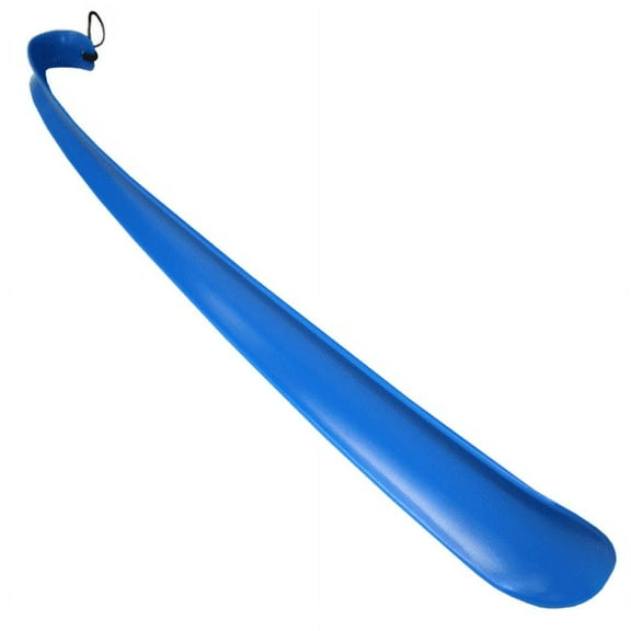 Rehabilitation Advantage Extra Long Blue Plastic Shoehorn (17") Lightweight Shoe Helper with Curved Handle, Hooked End & Hanging Loop Ideal for Seniors, Tall Users & Limited Mobility