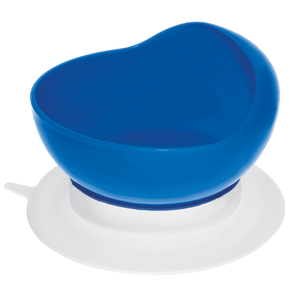 Rehabilitation Advantage Scooper Bowl with Suction Cup Base, Blue, Dishwasher Safe