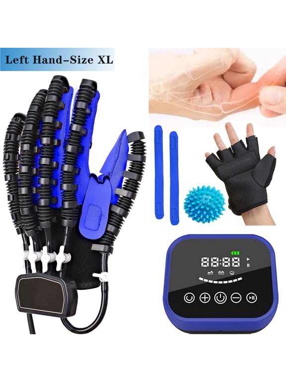 Rehabilitation Robot Glove Hand Stroke Hand Therapy Equipment, Hand Function Rehabilitation Training Device(Left Hand-XL)