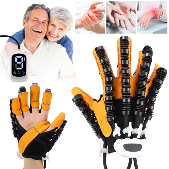 Rehabilitation Robot Glove for Stroke, Hand Exercise Equipment, Fingers Strength Training Device with 4 Mods, 9 Strength Levels, Robot Hand Gloves for Hemiplegic Finger Cramps, Right Hand XL