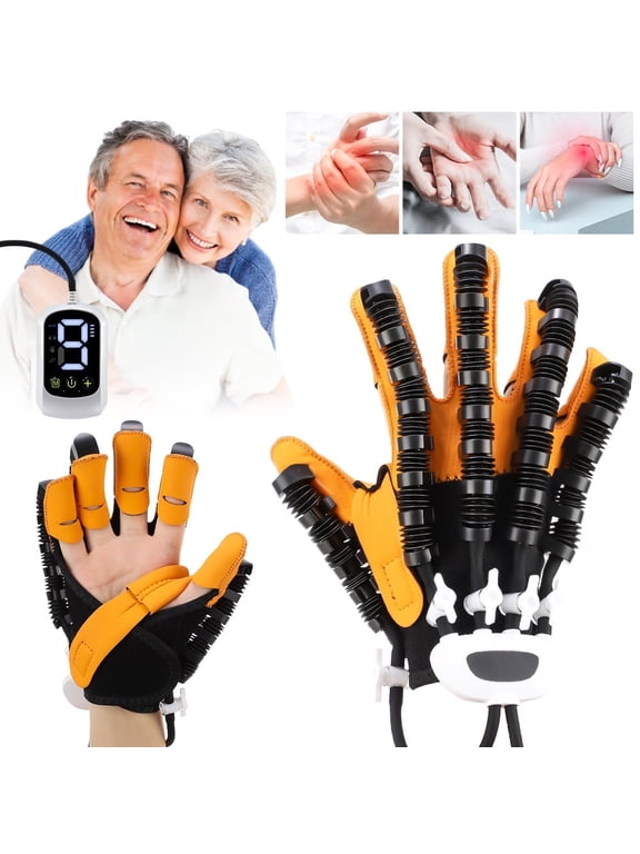 Rehabilitation Robot Glove for Stroke, Hand Exercise Equipment, Fingers Strength Training Device with 4 Mods, 9 Strength Levels, Robot Hand Gloves for Hemiplegic Finger Cramps, Right Hand XL