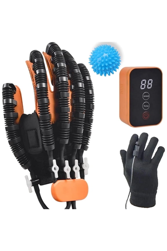Rehabilitation Robot Gloves, Hemiplegia Hand Stroke Recovery Equipment with USB Chargeable, Hand Dysfunction Patient Training Device with Portable Belts, Adjustable Speed and Strength, R