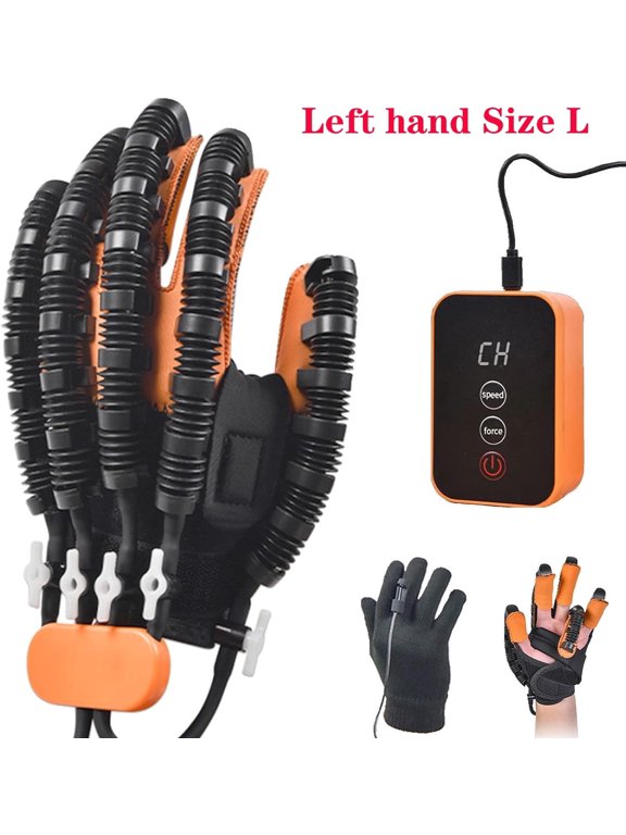 Rehabilitation Robot Gloves Rehabilitation Robot Glove Hand Stroke Recovery with USB Chargeable and Strength Adjustment, Stroke Recovery Equipment(Left Hand-L)