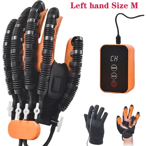 Rehabilitation Robot Gloves Rehabilitation Robot Glove Hand Stroke Recovery with USB Chargeable and Strength Adjustment, Stroke Recovery Equipment(Left Hand-M)