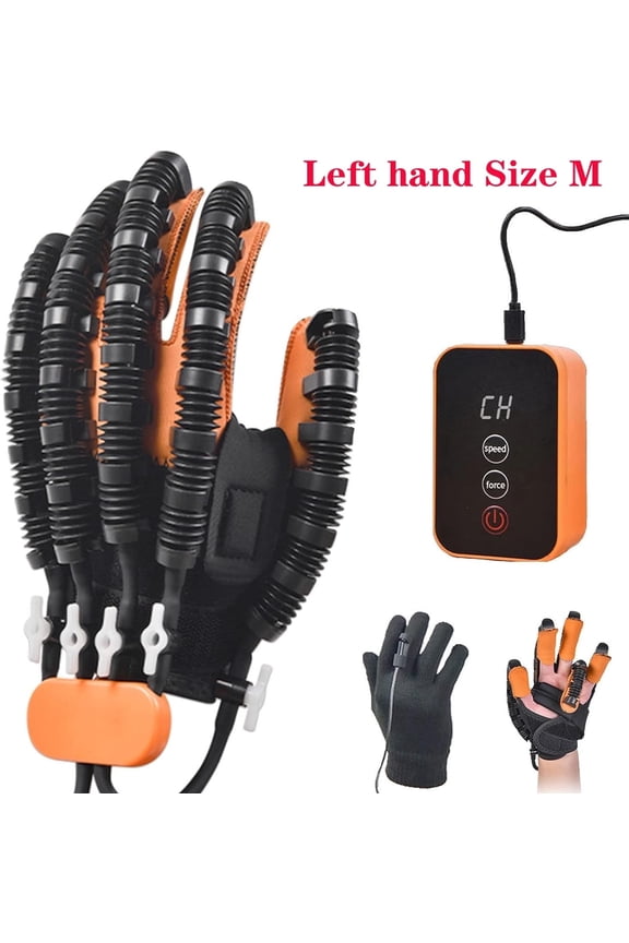 Rehabilitation Robot Gloves Rehabilitation Robot Glove Hand Stroke Recovery with USB Chargeable and Strength Adjustment, Stroke Recovery Equipment(Left Hand-M)