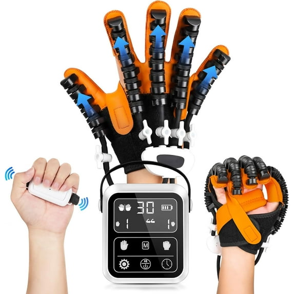 Rehabilitation Robot Gloves, Stroke Hemiplegia Intelligent Massage Hand Function Robot Gloves Rehabilitation Training Glove Adjustable Speed and Strength Right hand S