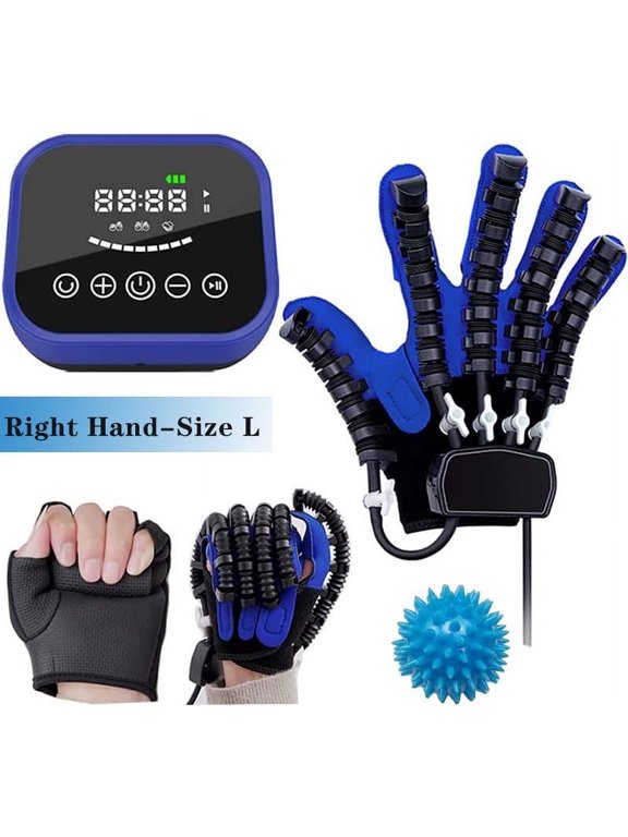 Rehabilitation Robot Gloves Upgrade Hemiplegia Hand Stroke Recovery Equipment with USB Chargeable and Strength Adjustment(Right Hand-L)