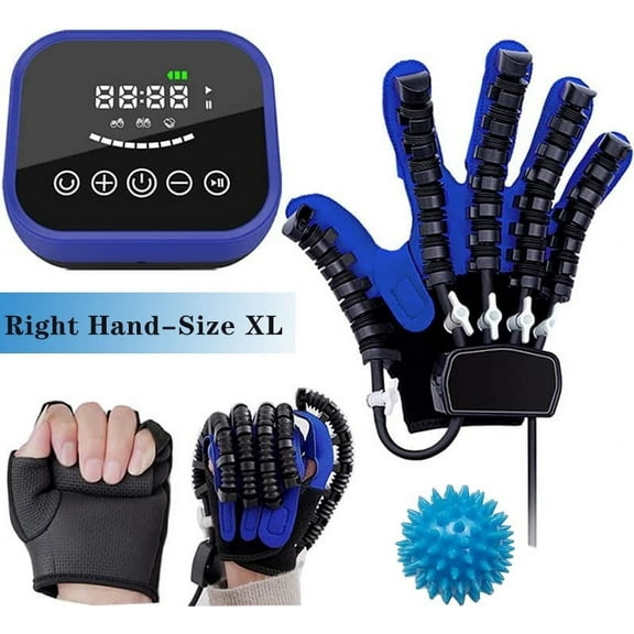 Rehabilitation Robot Gloves Upgrade Hemiplegia Hand Stroke Recovery Equipment with USB Chargeable and Strength Adjustment(Right Hand-XL)