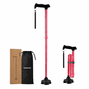 Rehaescort Adjustable Folding Walking Cane,Lightweight Heavy Duty Sticks Pivot Tip for Men and Women,Red
