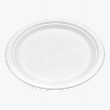 Reharvest 9-Inch (23-cm) Dining Plates [Pack of 50], Heavy-Duty, 100% Biodegradable, Home Compostable, Plastic-Free, BPA-Free, Made of Eco-Friendly Plant-Based Bagasse Sugarcane Fibers