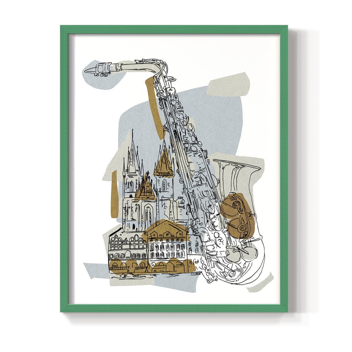 Rehearsal II Framed Print in Green Solid Wood Framed Print No Nail Hanging
