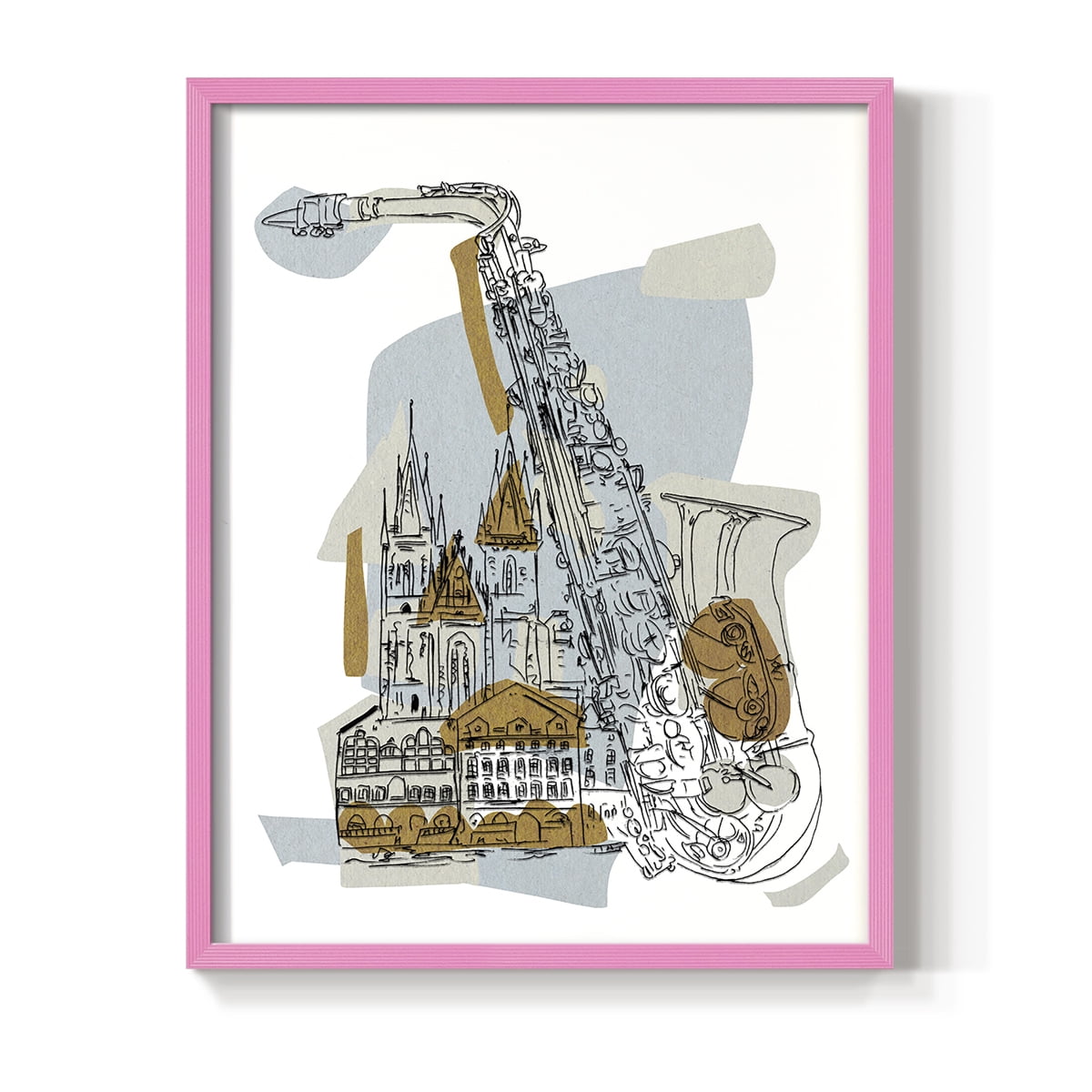 Rehearsal II Framed Print in Pink Solid Wood Framed Print No Nail Hanging