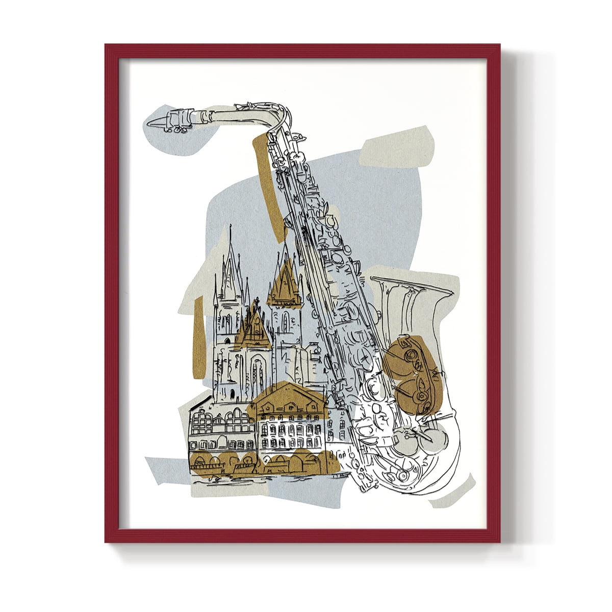 Rehearsal II Framed Print in Red Solid Wood Framed Print No Nail Hanging
