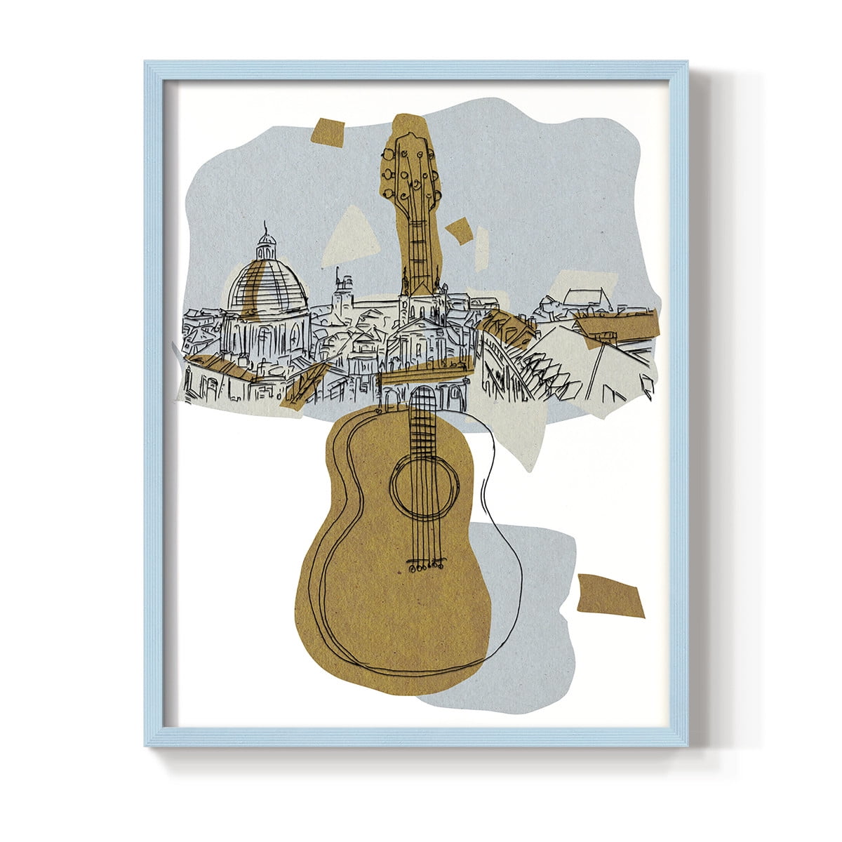 Rehearsal III Framed Print in Blue Solid Wood Framed Print No Nail Hanging