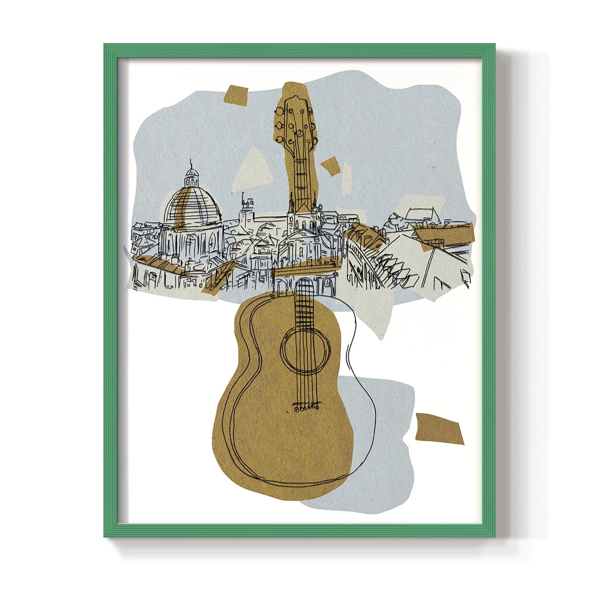 Rehearsal III Framed Print in Green Solid Wood Framed Print No Nail Hanging