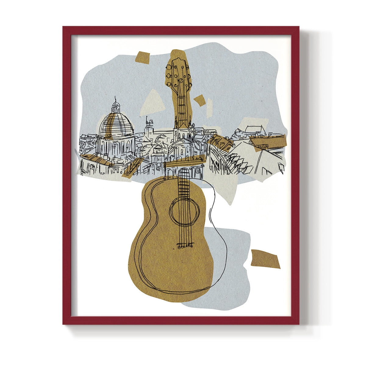 Rehearsal III Framed Print in Red Solid Wood Framed Print No Nail Hanging