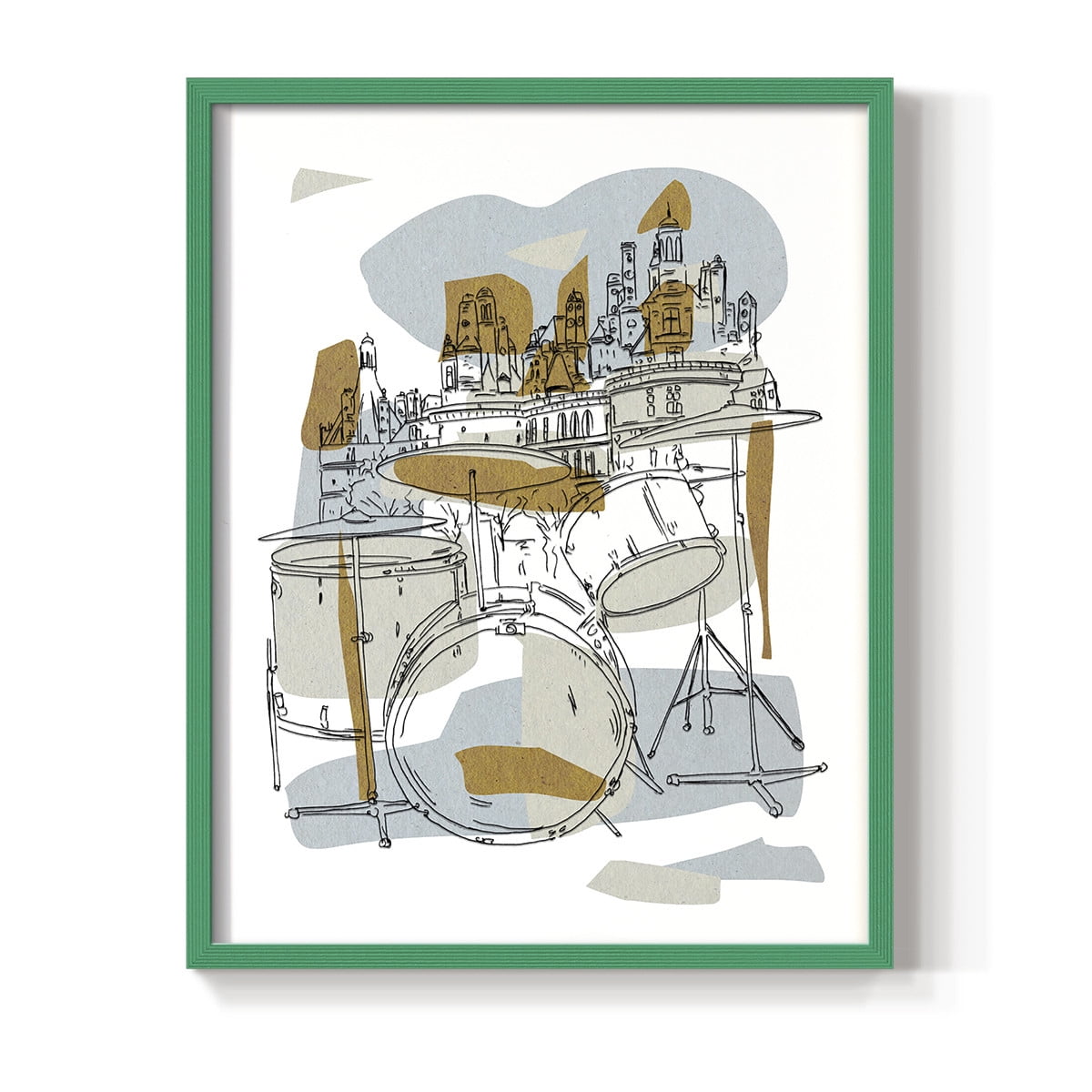 Rehearsal IV Framed Print in Green Solid Wood Framed Print No Nail Hanging
