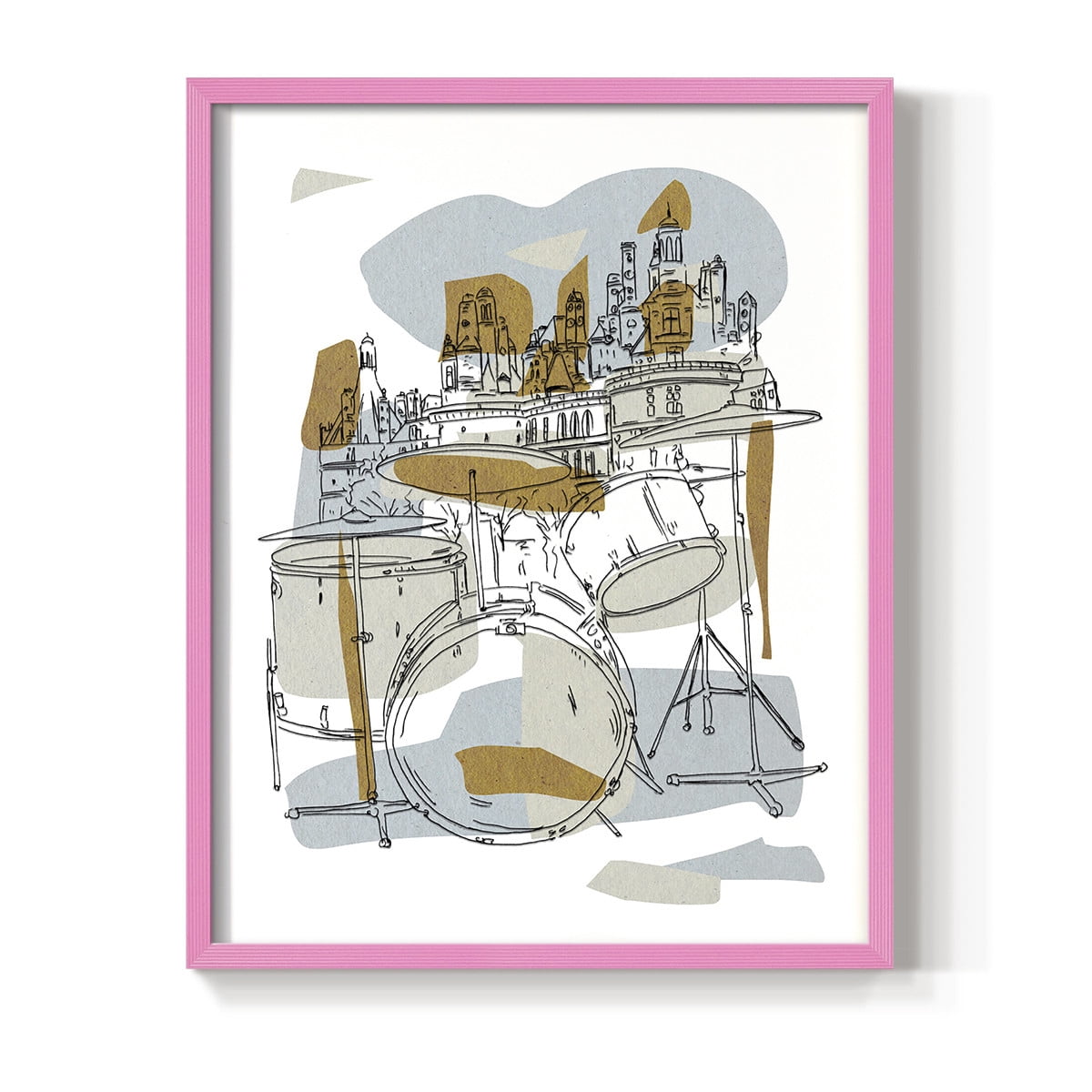 Rehearsal IV Framed Print in Pink Solid Wood Framed Print No Nail Hanging
