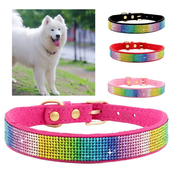 Reheyre Shiny Fashion Pet Collar - Rhinestone Wear-resistant Loop Necklace for Dogs - Small, Medium, Large