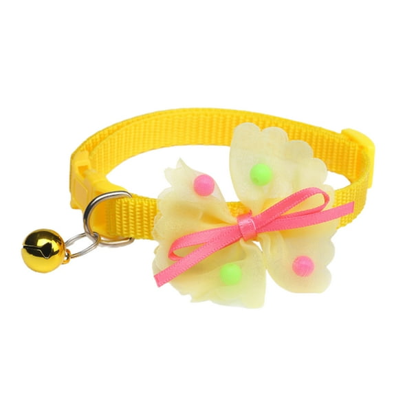 Reheyre Solid Color Exquisite Pet Collar with Bows and Bell - Dress-Up Collar for Festivals (Puppies and Kittens)