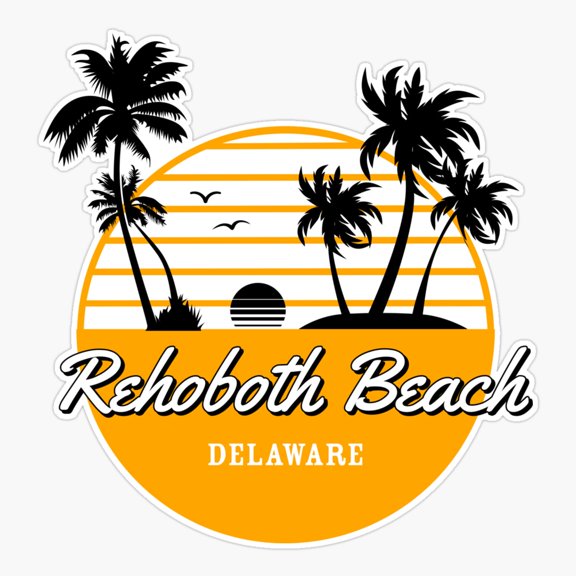 Rehoboth Beach Delaware Retro Sunset Sticker