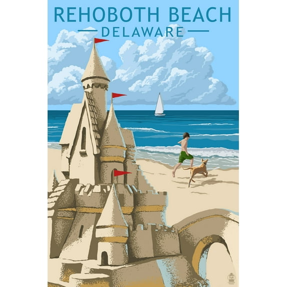 Rehoboth Beach, Delaware, Sandcastle (16x24 Giclee Gallery Art Print, Vivid Textured Wall Decor)