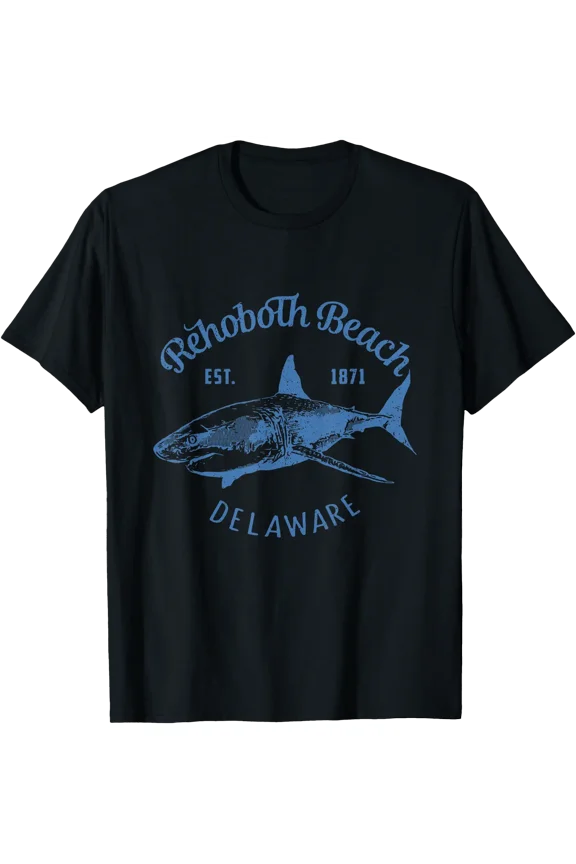Rehoboth Beach Delaware Shark And Vintage Lettering Design T-Shirt, Unisex T-Shirt