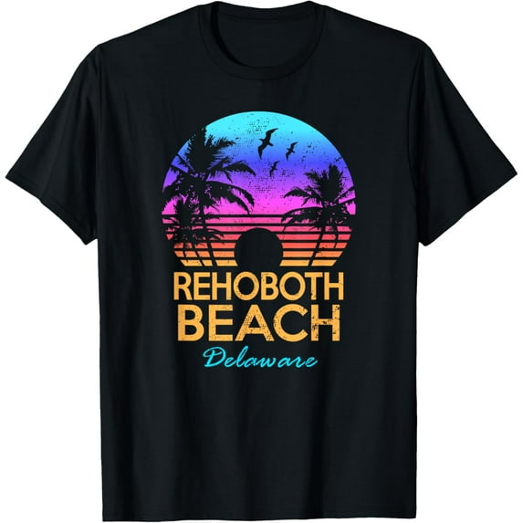 Rehoboth Beach Delaware Summer Vacation Retro Vintage Sunset T-Shirt