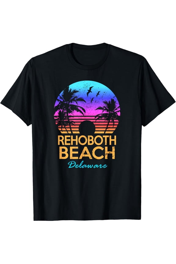 Rehoboth Beach Delaware Summer Vacation Retro Vintage Sunset T-Shirt