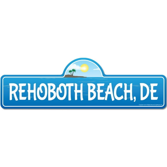 Rehoboth DE Delaware Beach Street Sign | Indoor/Outdoor | Surfer Ocean Lover Décor For Beach House Garages Living Rooms Bedroom | Signmission Personalized Gift