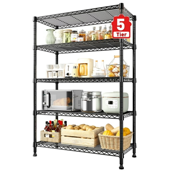 Reibii Wire Shelving Unit Adjustable Storage Metal Rack, Black, 5 Tier, 31.5 “Wx15.7”D x71”H