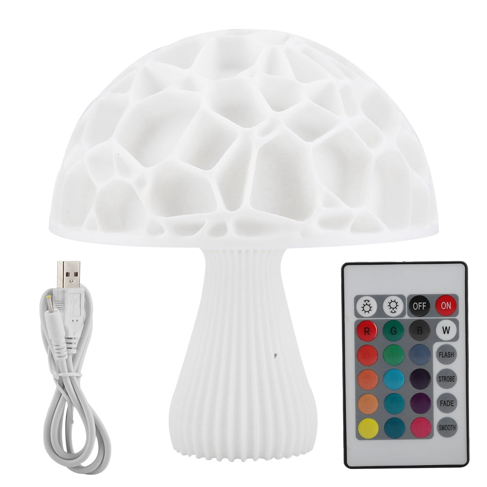 Reiche Colorful Lovely RGB 3D Printing Mushroom Lamp Decoration Night Light Gift (15cm)