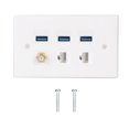 Reiche White Wall Plate Panel for RCA + 3 Port USB 2.0 + 2 Port CAT6