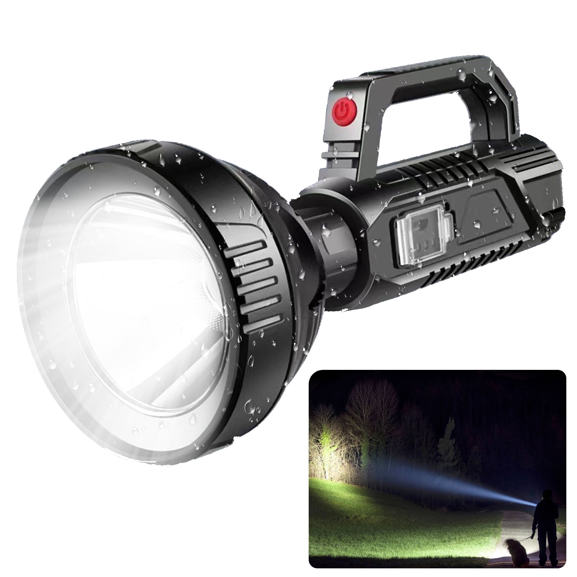 LED Flashlight Rechargeable, 50000 Lumens Super Bright Flashlights, Big Beam Long-Range Spotlight Flashlight, Waterproof Torch Light for Camping, Fishing, Hunting, Hiking, Patrol