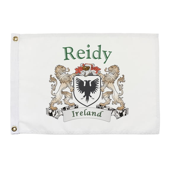 Reidy Irish Coat of Arms Small White Flag - 16"x10.5" inches