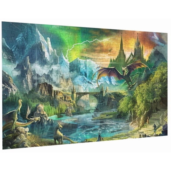 Reign of Dragons in castle 100-Piece Jigsaw Puzzle Intricate Dragons-Themed Design Premium Craftsmanship Family-Friendly Fun Ideals for Advanced Puzzlers