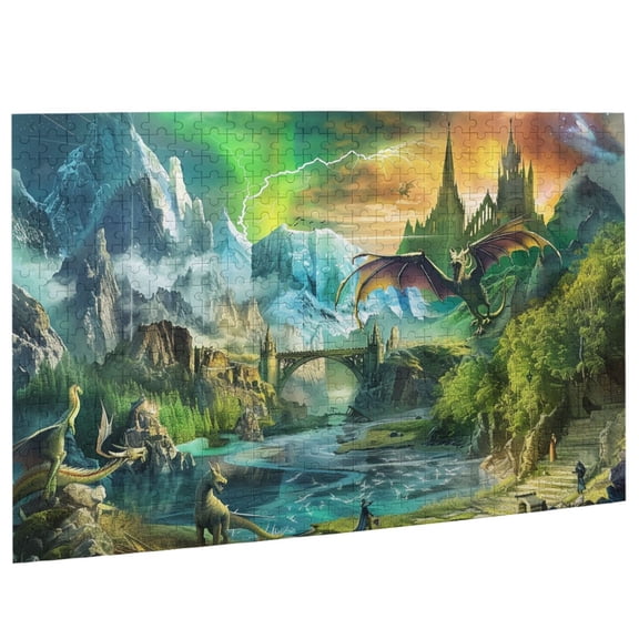 Reign of Dragons in castle 500-Piece Jigsaw Puzzle Intricate Dragons-Themed Design Premium Craftsmanship Family-Friendly Fun Ideals for Advanced Puzzlers