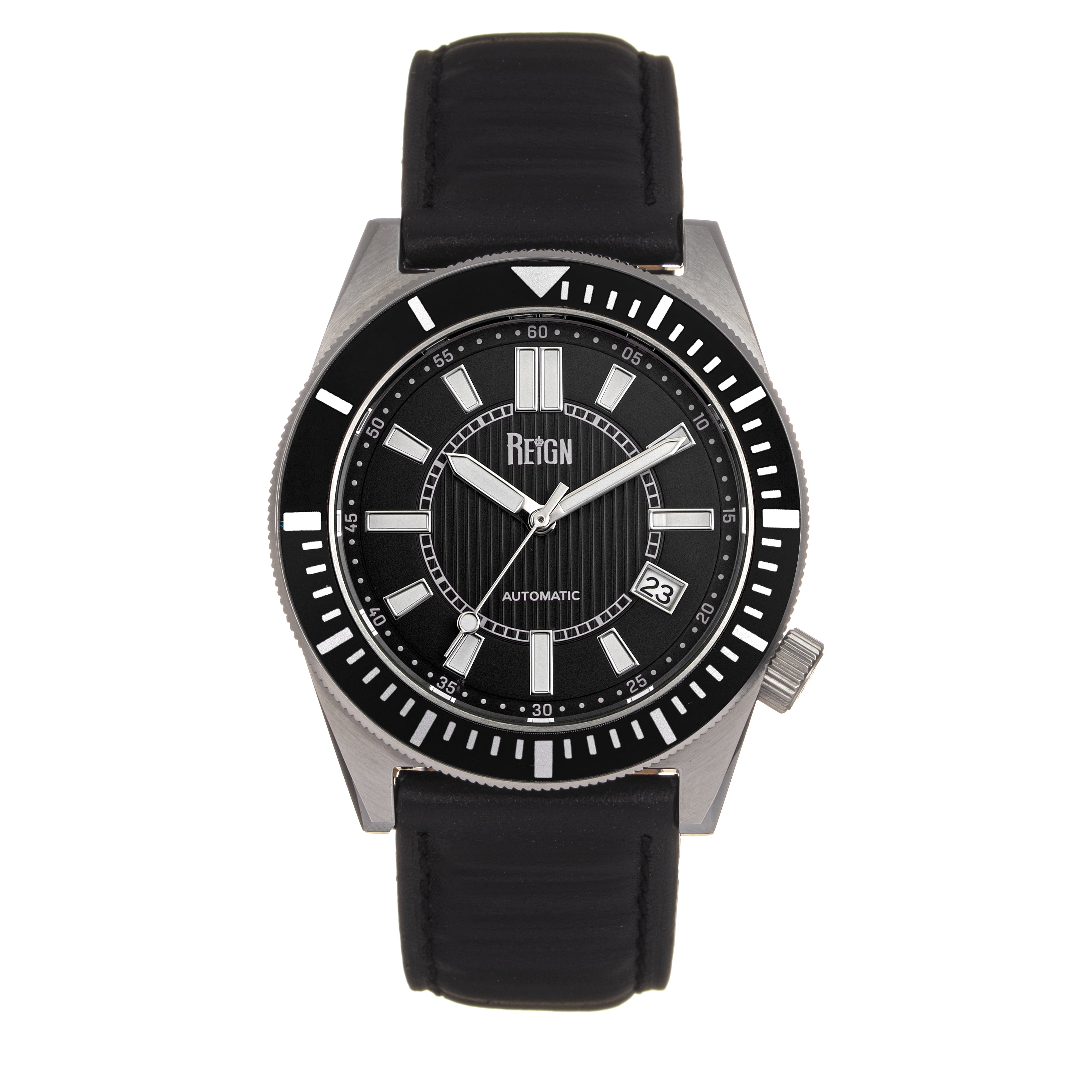 Reign Henry Automatic Canvas-Overlaid Leather-Band Watch w Reign Henry Automatic Canvas-Overlaid Leather-Band Watch w