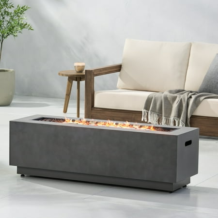 Reign Metal Outdoor 50,000 BTU Rectangular Fire Pit (No Tank Holder), Concrete Finish