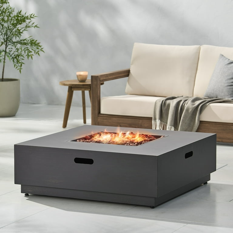 Reign Outdoor Rectangular Fire Pit with Tank Holder, Brushed Brown Reign Outdoor Rectangular Fire Pit with Tank Holder, Brushed Brown