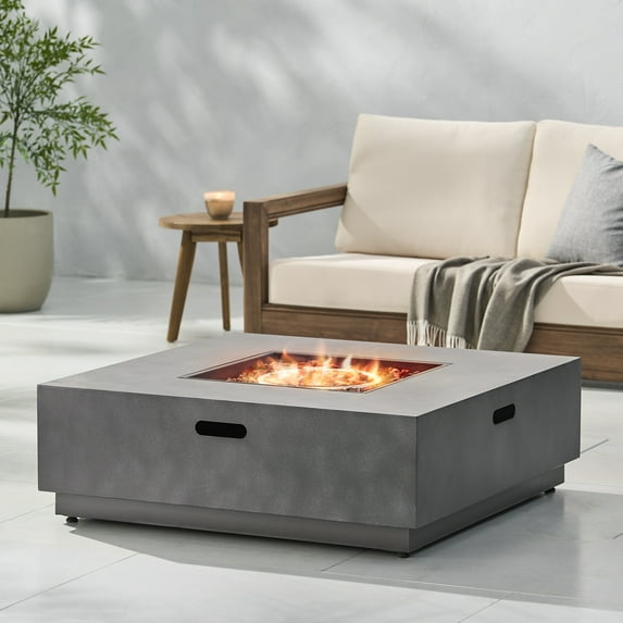 Reign Metal Outdoor 50,000 BTU Square Fire Pit (No Tank Holder), Concrete Finish