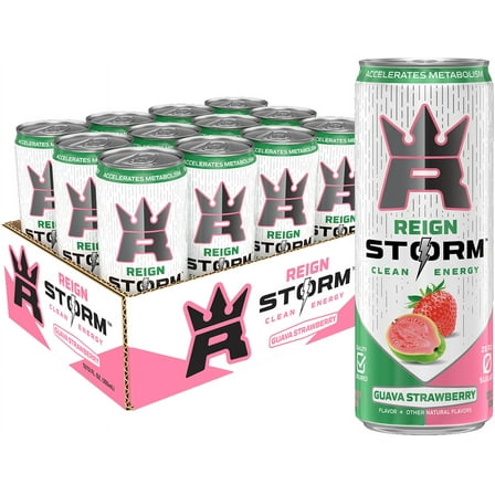 Reign Storm, Guava Strawberry, Clean Energy Drink, 12 fl oz (Pack of 12)