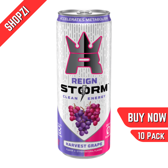 Reign Storm Harvest Grape, 10 Pack (12 fl oz Cans), Fitness & Wellness Energy Drink
