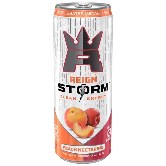 Reign Storm, Peach Nectarine, Clean Energy Drink, 12 fl oz Aluminum Can