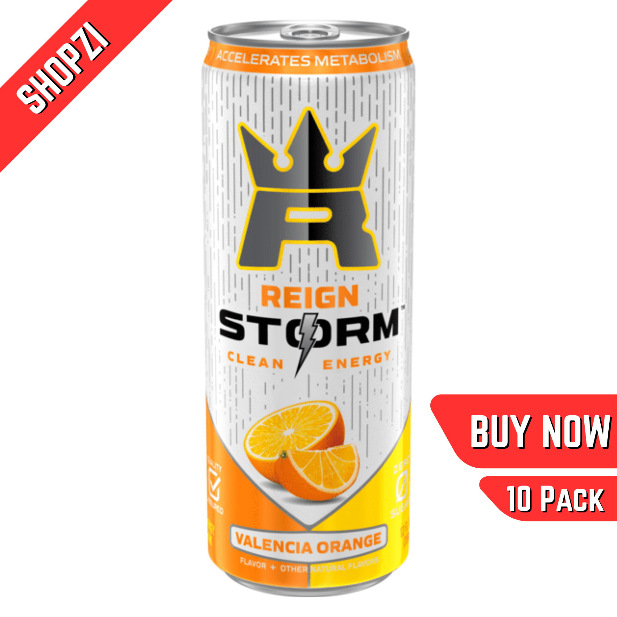 Reign Storm Valencia Orange, 10 Pack (12 fl oz Cans), Zero Sugar