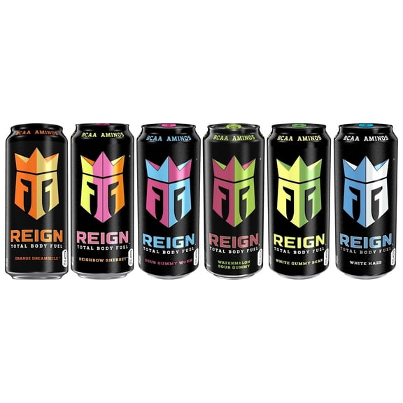 Reign Total Body Fuel Energy Drink 6Flavor Sampler Pack, 16 fl oz Cans (6 Count)