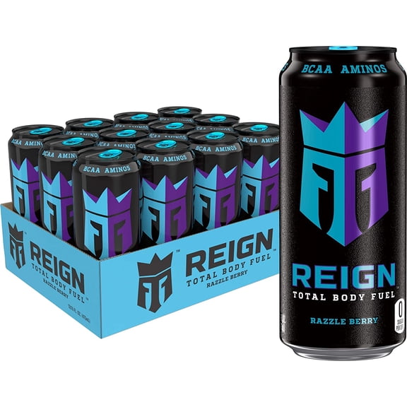 Reign Total Body Fuel, Razzle Berry, Fitness & Performance Drink, 16 Ounce (Pack of 12)