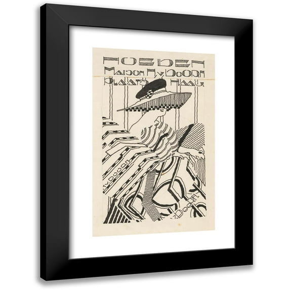 Reijer Stolk 11x14 Black Modern Framed Museum Art Print Titled - Design for Advertising for Hats of "Maison H. Van Doorn" in the Hague (1906)