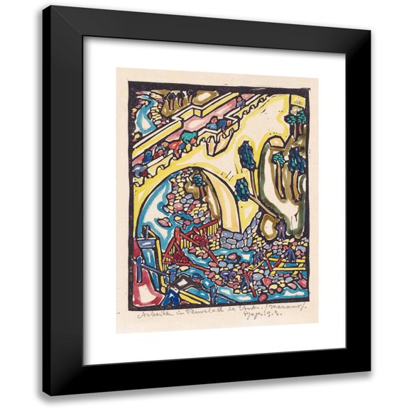 Reijer Stolk 11x14 Black Modern Framed Museum Art Print Titled - Working in the Adige Riverbed (1906 - 1945)