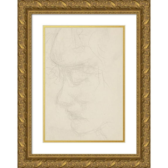 Reijer Stolk 11x14 Gold Ornate Wood Frame and Double Matted Museum Art Print Titled - Face of a Woman with Closed Eyes (1906)